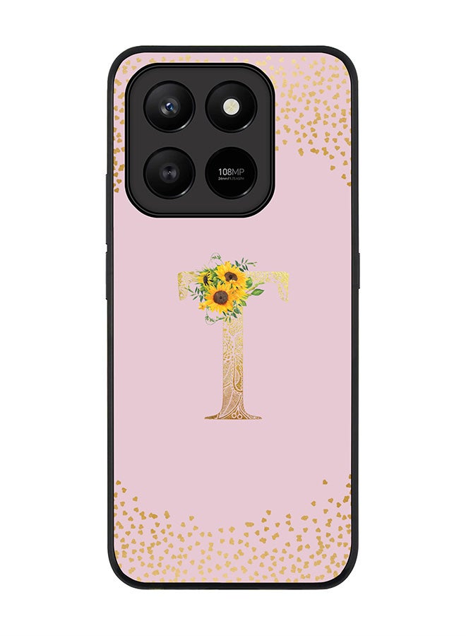For Honor X7d 4G / X7d 5G / 400 Smart Case,Slim fit Camera Protection, Shockproof Thin Phone cover  - Custom Floral Monogram - T  (Pink )